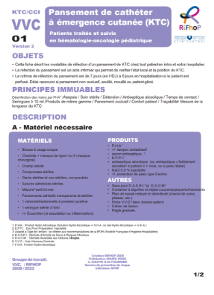 Fiches Voies Veineuses Centrales (VVC)