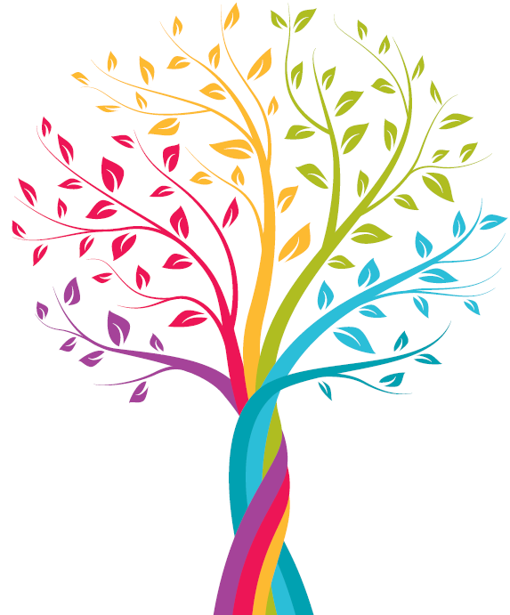 Logo SPIAJA arbre avec les couleurs de l'arc-en-ciel